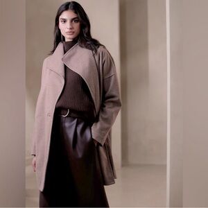 New Banana Republic Oversized Knit Cocoon Tan Brown w/ White specks Coat Medium